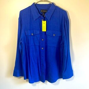 Wildfang deep blue soft flannel button down shirt